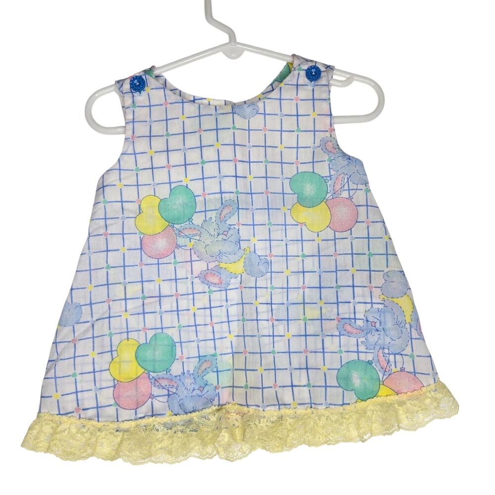 Vintage Handmade Girl Toddler Tank Bunny Rabbit Balloon Heart Cute 18 Months